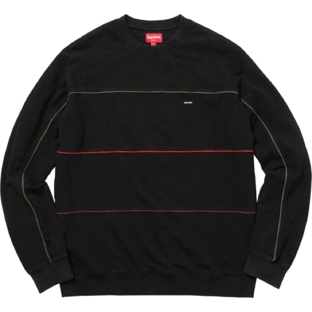 Supreme Navy Pique Crewneck with Multicolor Piping Size M